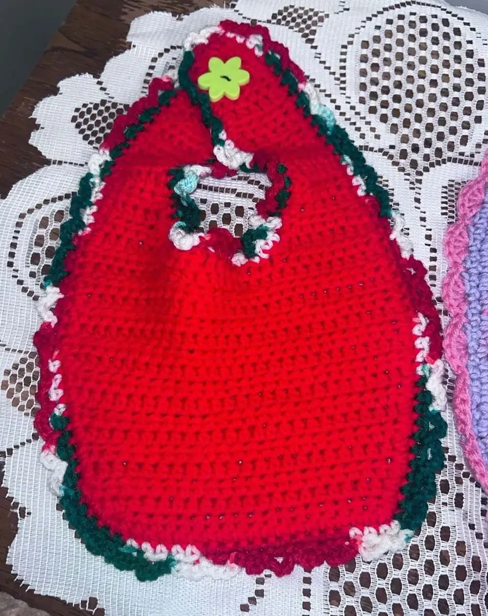 Handmade Crocheted Cotton Baby Bib Set of 2
